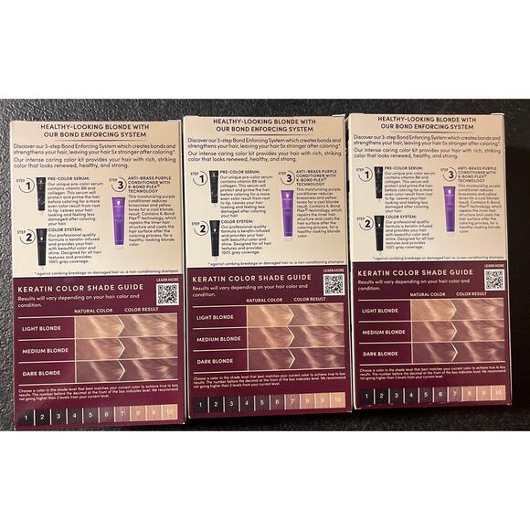 NIB Schwarzkopf Keratin Color Permanent Hair Color, 7.1 Dark Ash Blonde (3 Box) - Picture 4 of 4